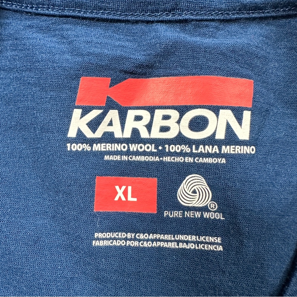 Karbon Men’s Merino Wool Longsleeve Shirt Crew Neck Base Layer Outdoor Blue XL - Picture 8 of 13